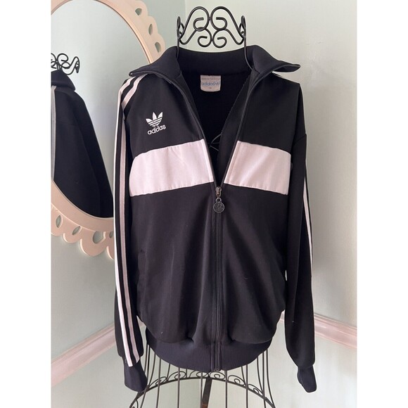 VTG RARE black trefoil ADIDAS polyester full zip m made in tawian - Picture 1 of 6
